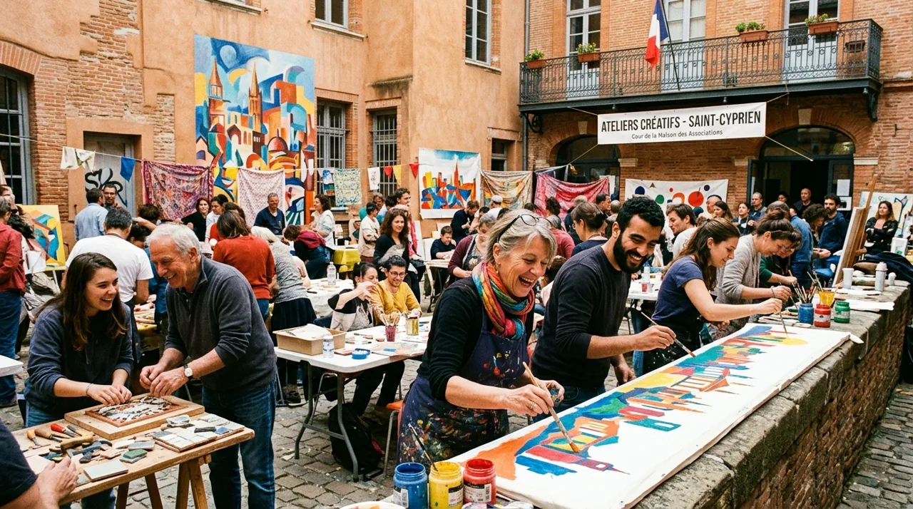 Résidents locaux collaborant lors d'un projet participatif culturel